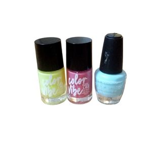 Lot of 3 Color Vibe & LA Color Craze Nail Polish Colors 0.34 oz/ea. & 0.44 oz